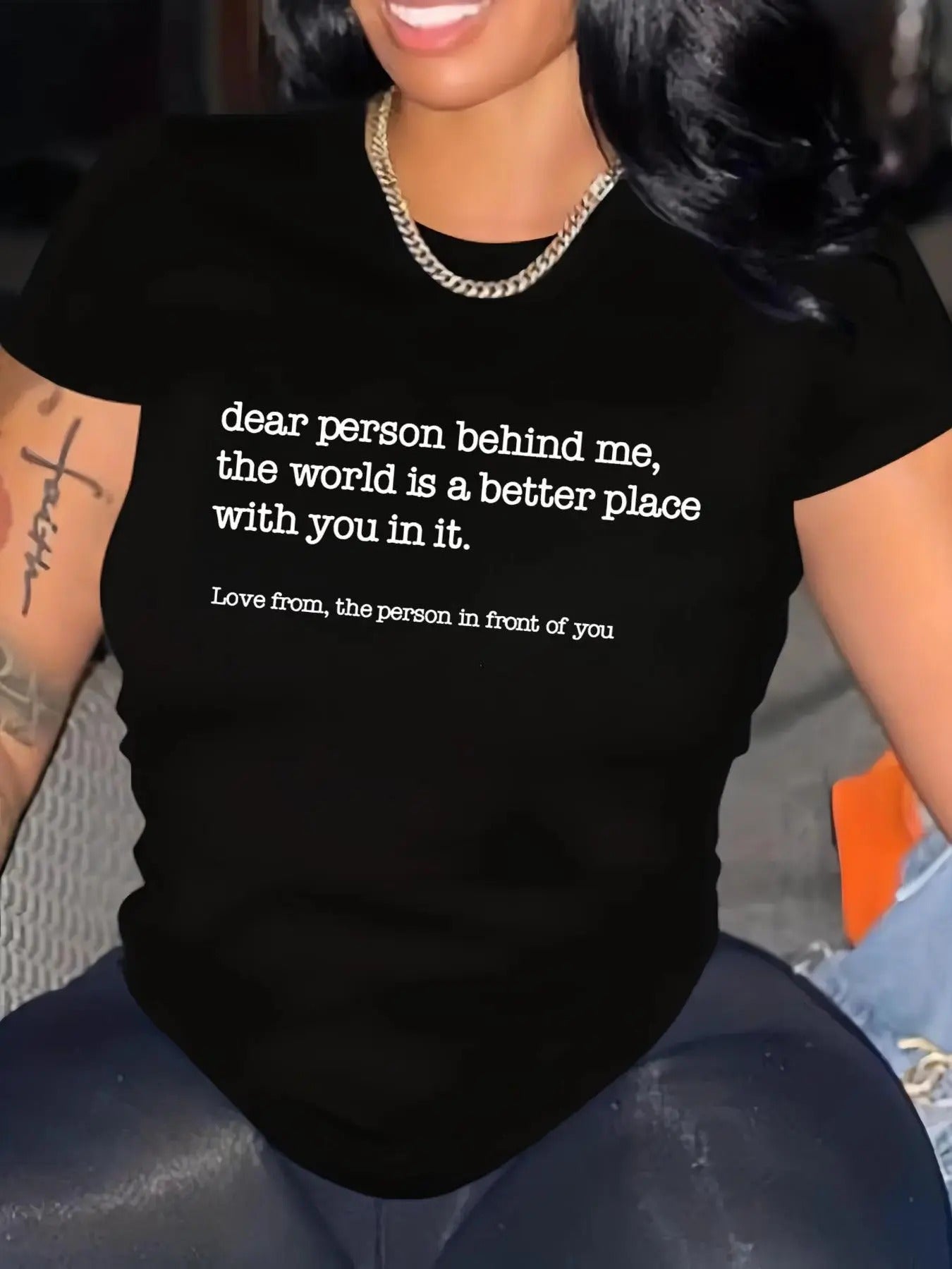 Women's Letter Print  Tee, Casual Short Sleeve Round Neck T-shirt for Summer, Women's Top for Daily Wear Hoodie, Sweatshirt