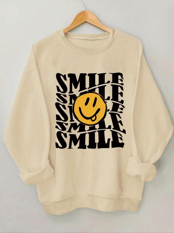 Women's Letter Print Crew Neck Sweatshirt, Casual Long Sleeve Pullover Sweatshirt for Daily Wear, Women's Clothing for...