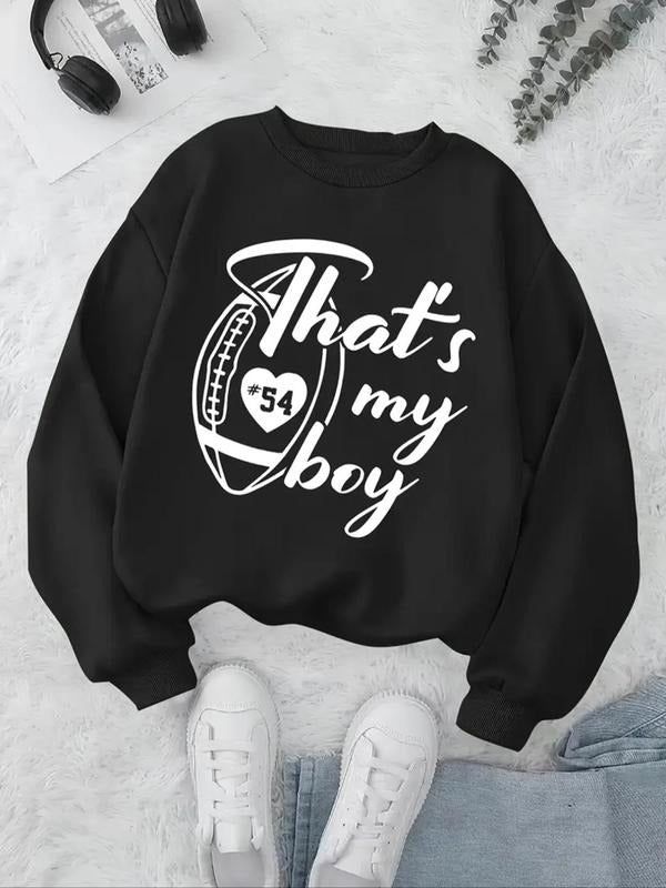 Women's Letter Print Crew Neck Sweatshirt, Casual Long Sleeve Pullover Sweatshirt for Fall & Winter, Women's Clothes for...