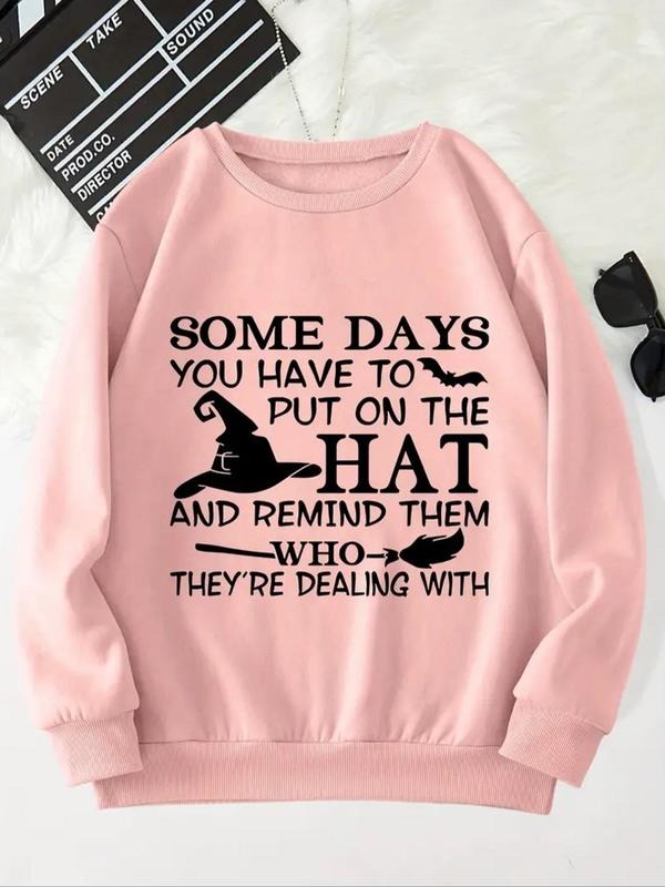Women's Letter Print Crew Neck Sweatshirt, Casual Long Sleeve Pullover for Daily Wear, Ladies Fall & Winter Clothes...