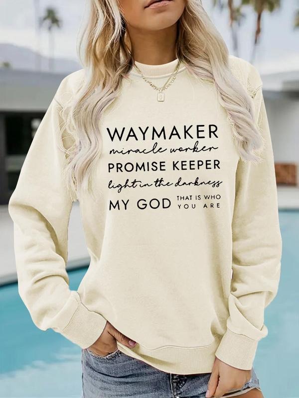 Women's Letter Print Crew Neck Sweatshirt, Casual Long Sleeve Pullover for Fall & Winter, Fashion Women's Top for Daily...