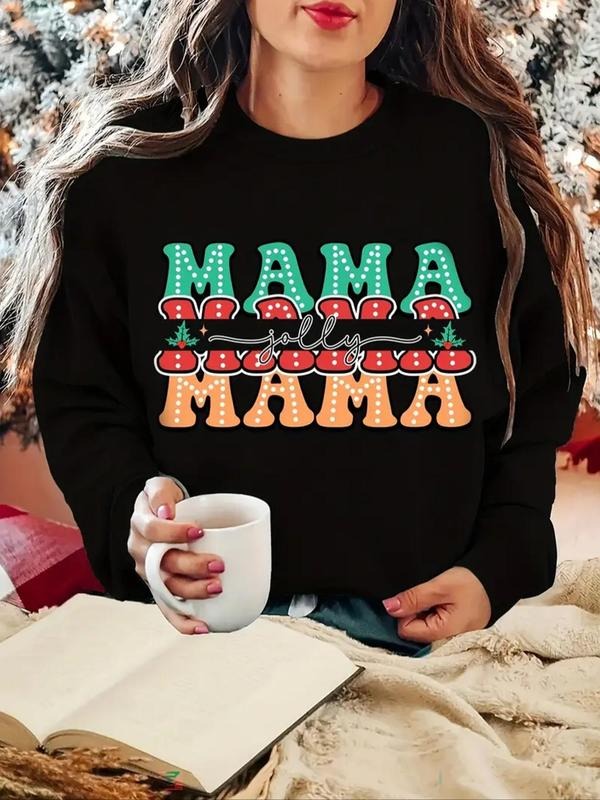 Women's Letter Print Crew Neck Sweatshirt, Casual Long Sleeve Pullover for Fall & Winter, Women's Clothes for Daily Wear...