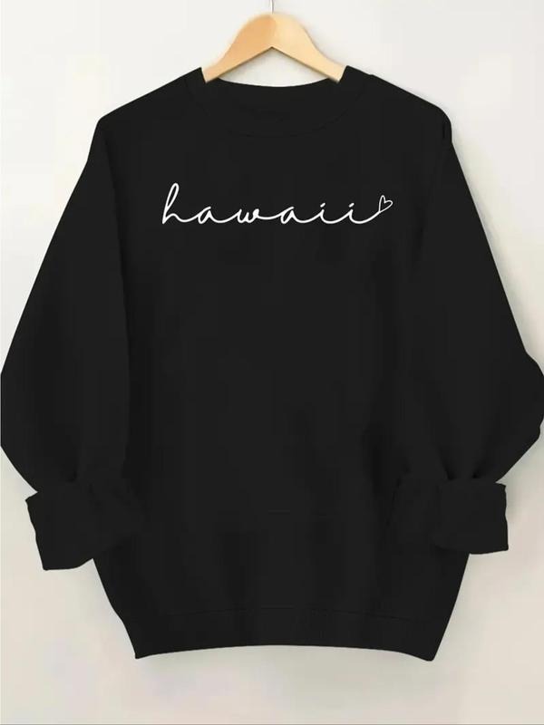 Women's Letter Print Crew Neck Sweatshirt, Casual Long Sleeve Pullover for Fall & Winter, Women's Clothes for Daily Wear...
