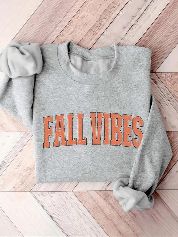 Women's Letter Print Crew Neck Sweatshirt, Casual Long Sleeve Pullover for Fall & Winter, Women's Clothes for Daily Wear...