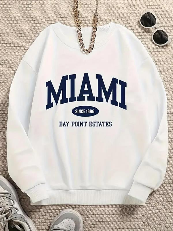 Women's Letter Print Crew Neck Sweatshirt, Casual Long Sleeve Pullover for Fall & Winter, Women's Clothes for Daily Wear...