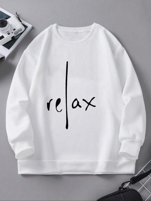 Women's Letter Print Crew Neck Sweatshirt, Casual Long Sleeve Pullover for Fall & Winter, Women's Clothes for Daily Wear...