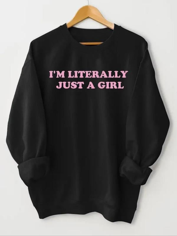 Women's Letter Print Crew Neck Thermal Lined Sweatshirt, Casual Long Sleeve Pullover for Fall & Winter, Women's Clothes...