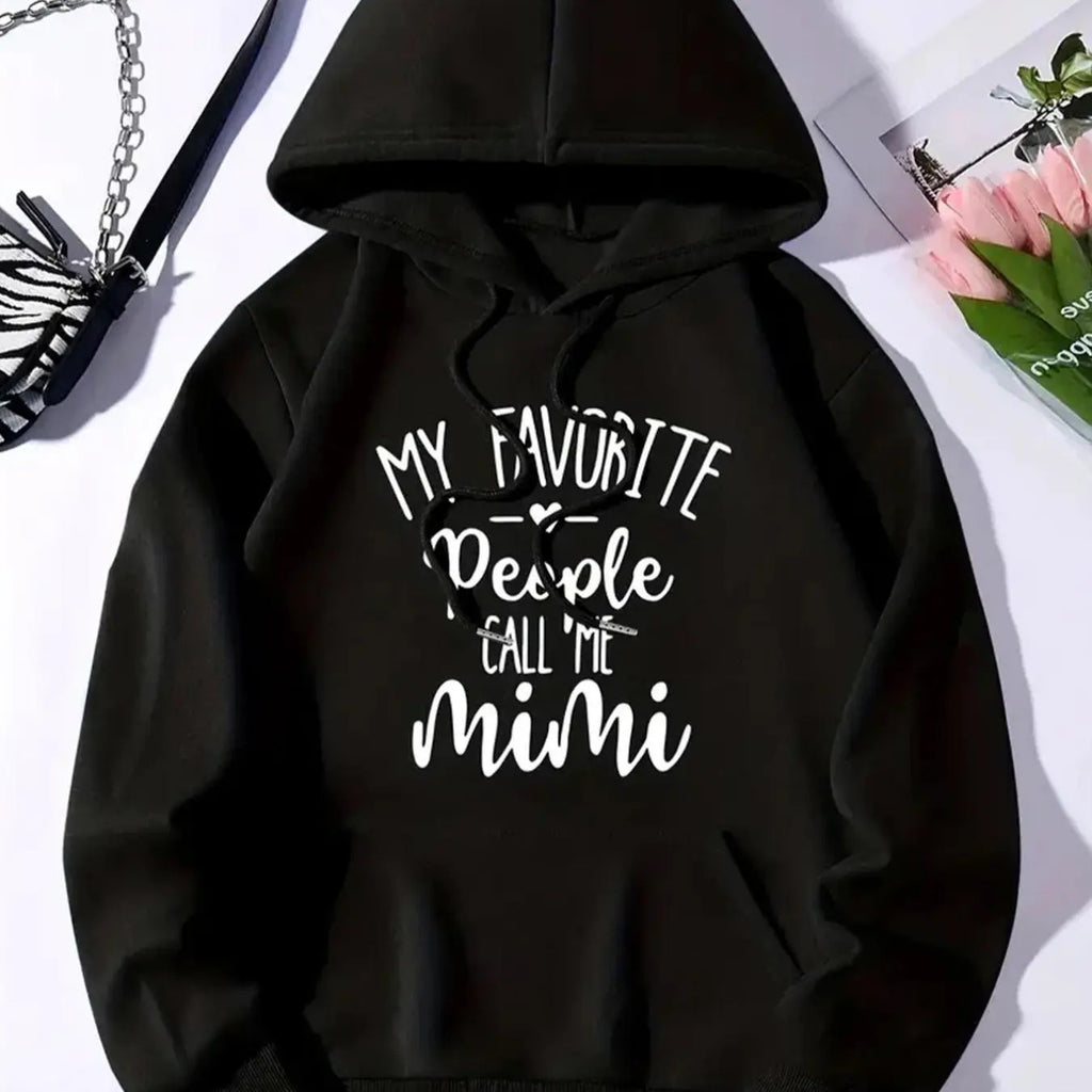 Women's Letter Print Drawstring Pocket Hoodie, Casual Long Sleeve Hooded Sweatshirt for Fall & Winter, Women's Clothes...