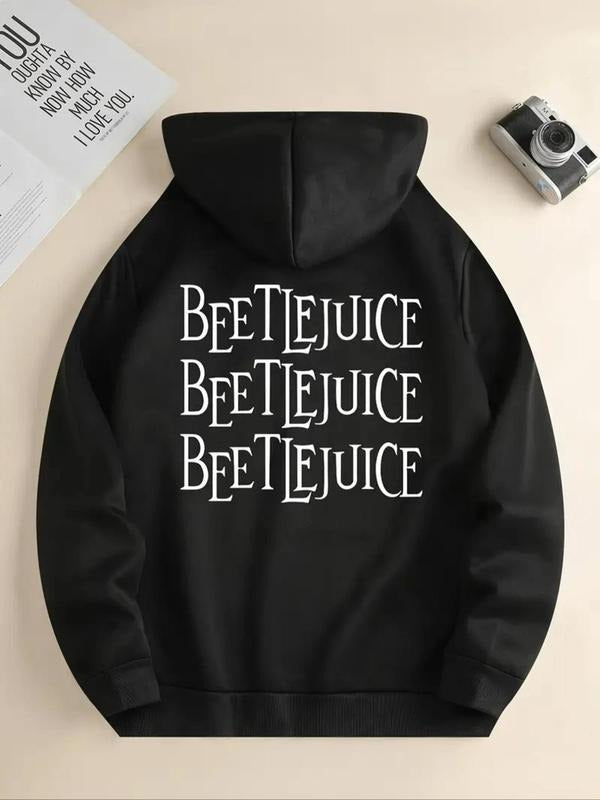 Women's Letter Print Drawstring Pocket Hoodie, Casual Long Sleeve Hooded Sweatshirt for Fall & Winter, Women's Clothes...