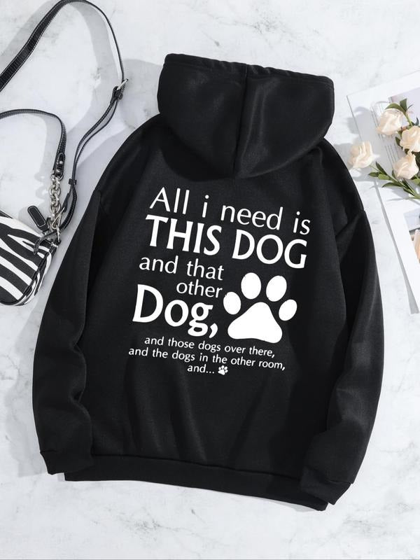 Women's Letter Print Drop Shoulder Drawstring Hoodie, Casual Pocket Long Sleeve Hooded Sweatshirt For Daily Wear, Ladies...
