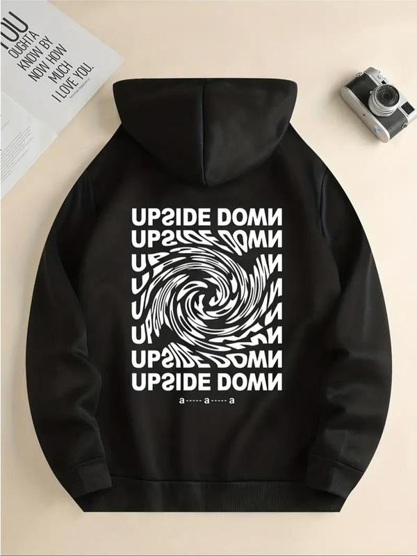 Women's Letter Print Drop Shoulder Drawstring Hoodie, Fashion Casual Kangaroo Pocket Hooded Sweatshirt for Daily Holiday...