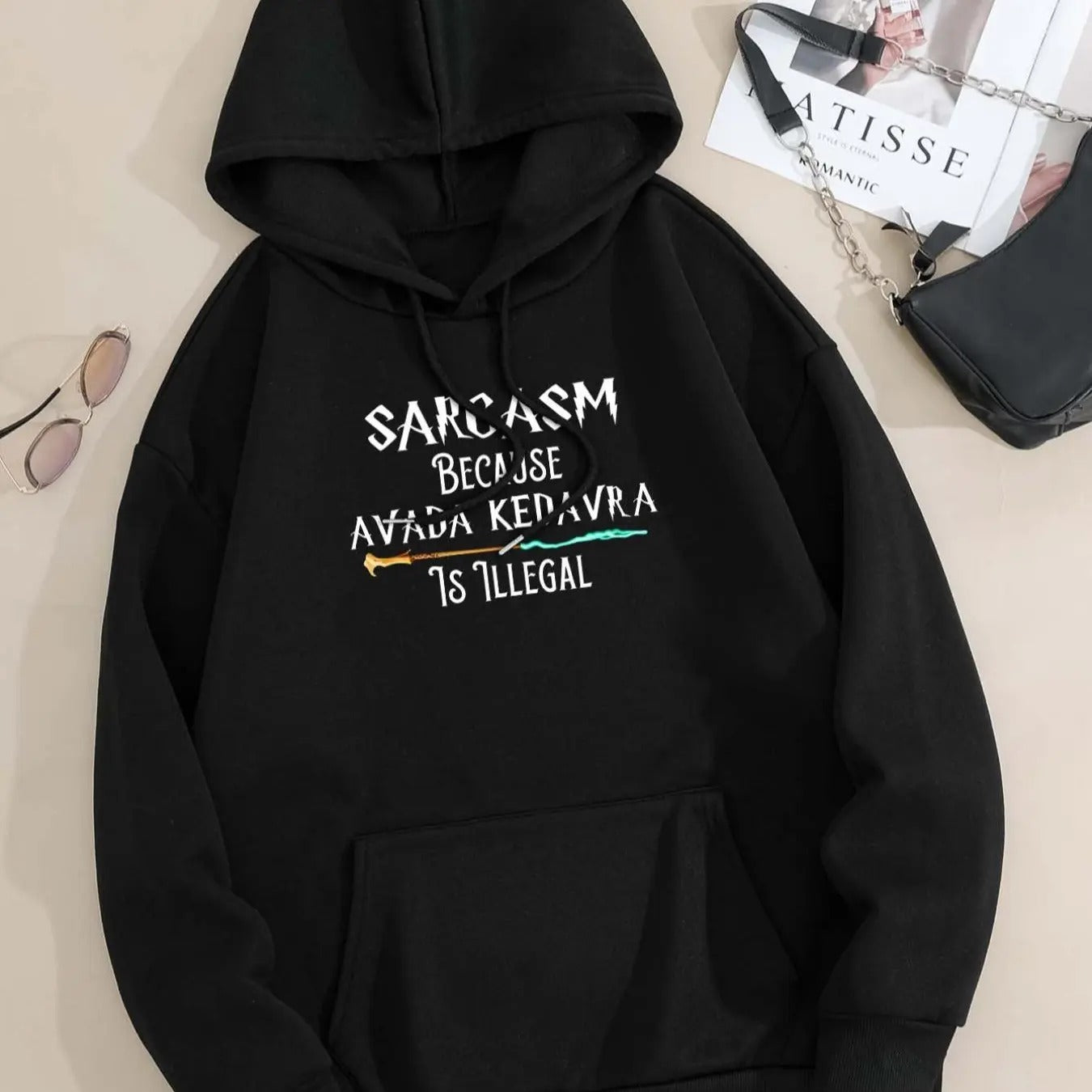 Women's Letter Print Drop Shoulder Drawstring Hoodie, Fashion Casual Kangaroo Pocket Hooded Sweatshirt for Daily Holiday...