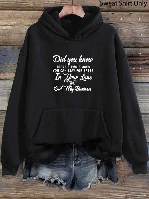Women's Letter Print Drop Shoulder Drawstring Hoodie, Fashion Casual Kangaroo Pocket Hooded Sweatshirt for Daily Holiday...