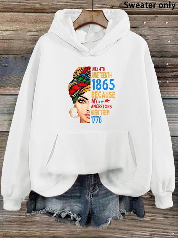 Women's Letter Print Drop Shoulder Drawstring Hoodie, Fashion Casual Kangaroo Pocket Hooded Sweatshirt for Daily Holiday...