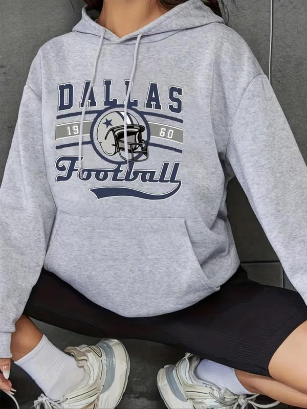 Women's Letter Print Drop Shoulder Drawstring Thermal Lined Hoodie, Casual Long Sleeve Kangaroo Pocket Hooded Sweatshirt...