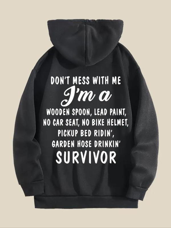 Women's Letter Print Drop Shoulder Hoodie, Fashion Casual Drawstring Pocket Hooded Sweatshirt for Daily Holiday Outdoor...