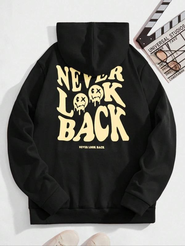 Women's Letter Print Drop Shoulder Hoodie, Fashion Casual Drawstring Pocket Hooded Sweatshirt for Daily Holiday Outdoor...