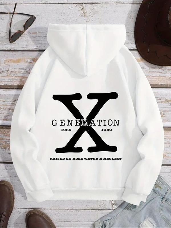 Women's Letter Print Drop Shoulder Hoodie, Fashion Casual Drawstring Pocket Hooded Sweatshirt for Daily Holiday Outdoor...