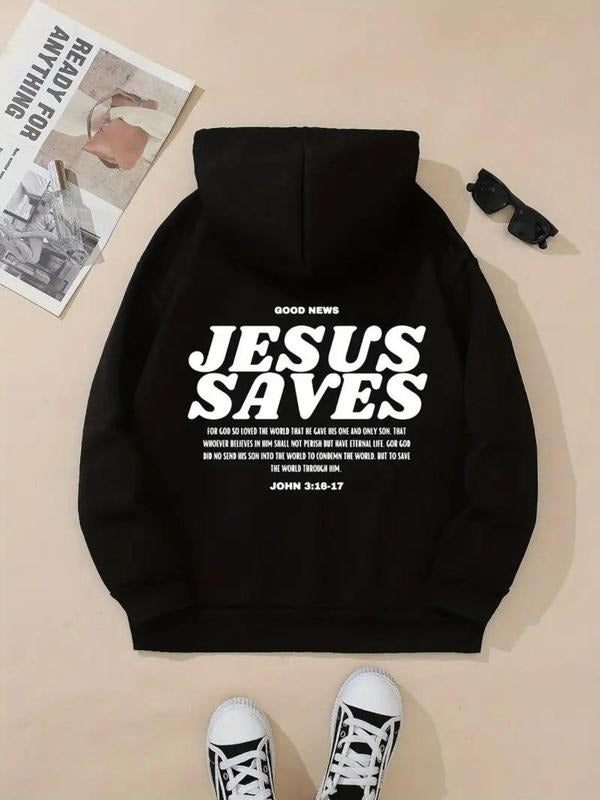 Women's Letter Print Drop Shoulder Hoodie, Fashion Casual Drawstring Pocket Hooded Sweatshirt for Daily Holiday Outdoor...