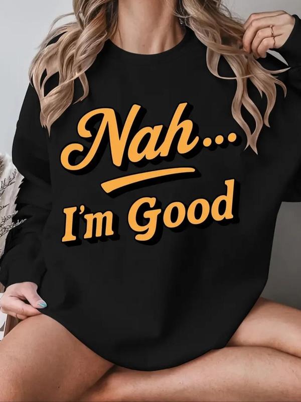 Women's Letter Print Drop Shoulder Pullover, Casual Long Sleeve Crew Neck Sweatshirt for Fall & Winter, Women's Clothes...