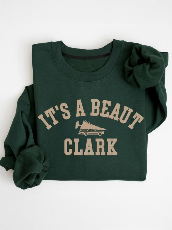 Women's Letter Print Drop Shoulder Pullover, Casual Long Sleeve Crew Neck Sweatshirt for Fall & Winter, Women's Clothes...