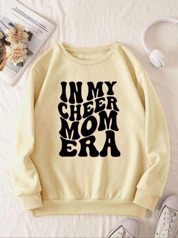 Women's Letter Print Drop Shoulder Sweatshirt, Casual Long Sleeve Round Neck Pullover for Fall & Winter, Ladies Clothes...