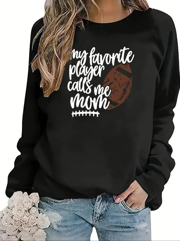 Women's Letter Print Drop Shoulder Sweatshirt, Casual Long Sleeve Round Neck Pullover for Fall & Winter, Ladies Clothes...