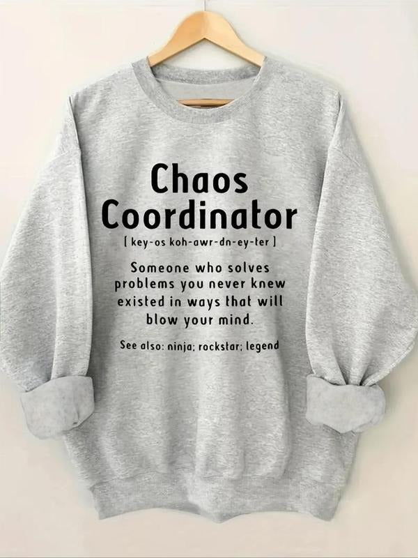 Women's Letter Print Drop Shoulder Sweatshirt, Casual Long Sleeve Round Neck Pullover for Fall & Winter, Women's Clothes...