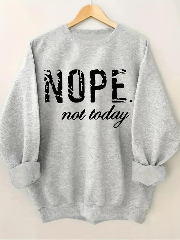 Women's Letter Print Drop Shoulder Sweatshirt, Casual Long Sleeve Round Neck Pullover for Fall & Winter, Women's Clothes...