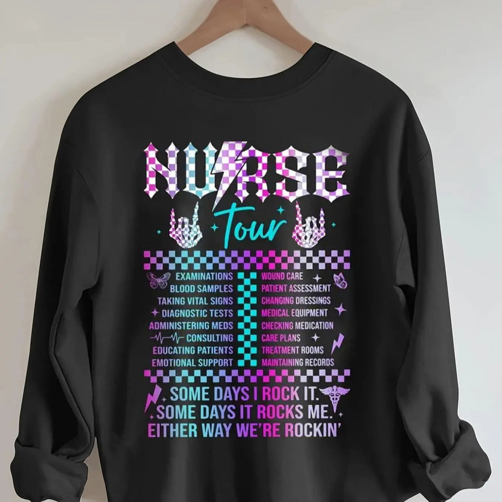 Women's Letter Print Drop Shoulder Sweatshirt, Casual Long Sleeve Round Neck Pullover for Fall & Winter, Women's Clothes...