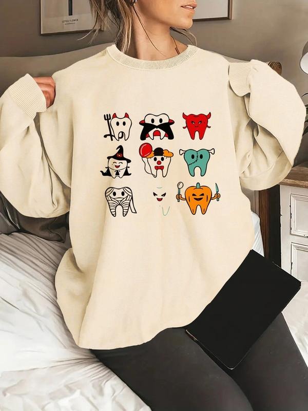 Women's Letter Print Drop Shoulder Sweatshirt, Casual Long Sleeve Round Neck Pullover for Spring & Fall, Ladies Daily...