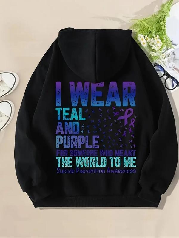 Women's Letter Print Drop Shoulder Thermal Lined  Hoodie, Casual Long Sleeve Drawstring  Kangaroo Pocket Hooded...