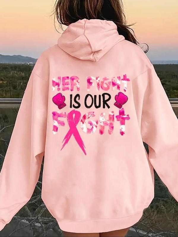 Women's Letter Print Drop Shoulder Thermal Lined Hoodie, Fashion Casual Drawstring Pocket Hooded Sweatshirt for Daily...