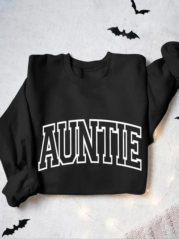 Women's Letter Print Drop Shoulder Thermal Lined Sweatshirt, Casual Long Sleeve Round Neck Pullover for Fall & Winter,...