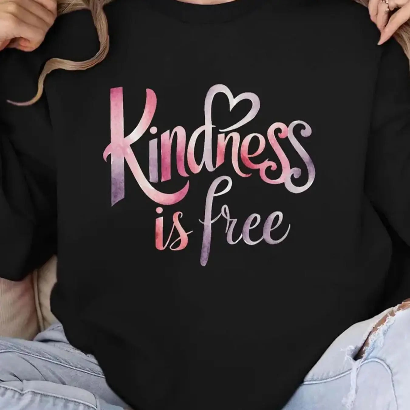 Women's Letter Print Drop Shoulder Thermal Lined Sweatshirt, Casual Long Sleeve Round Neck Pullover for Fall & Winter,...
