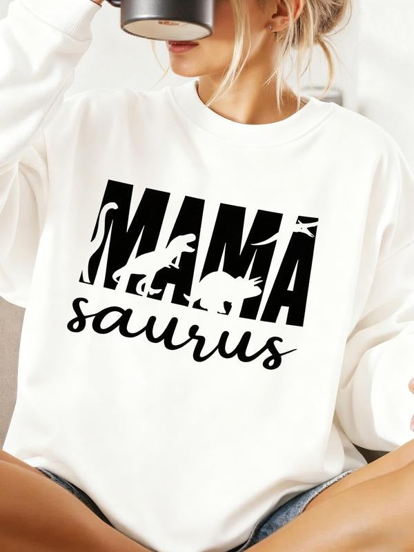 Women's Letter Print Pullover Sweatshirt, Casual Fitted Round Neck Jumper, Thick Fabric Fall & Winter Wear, Perfect...