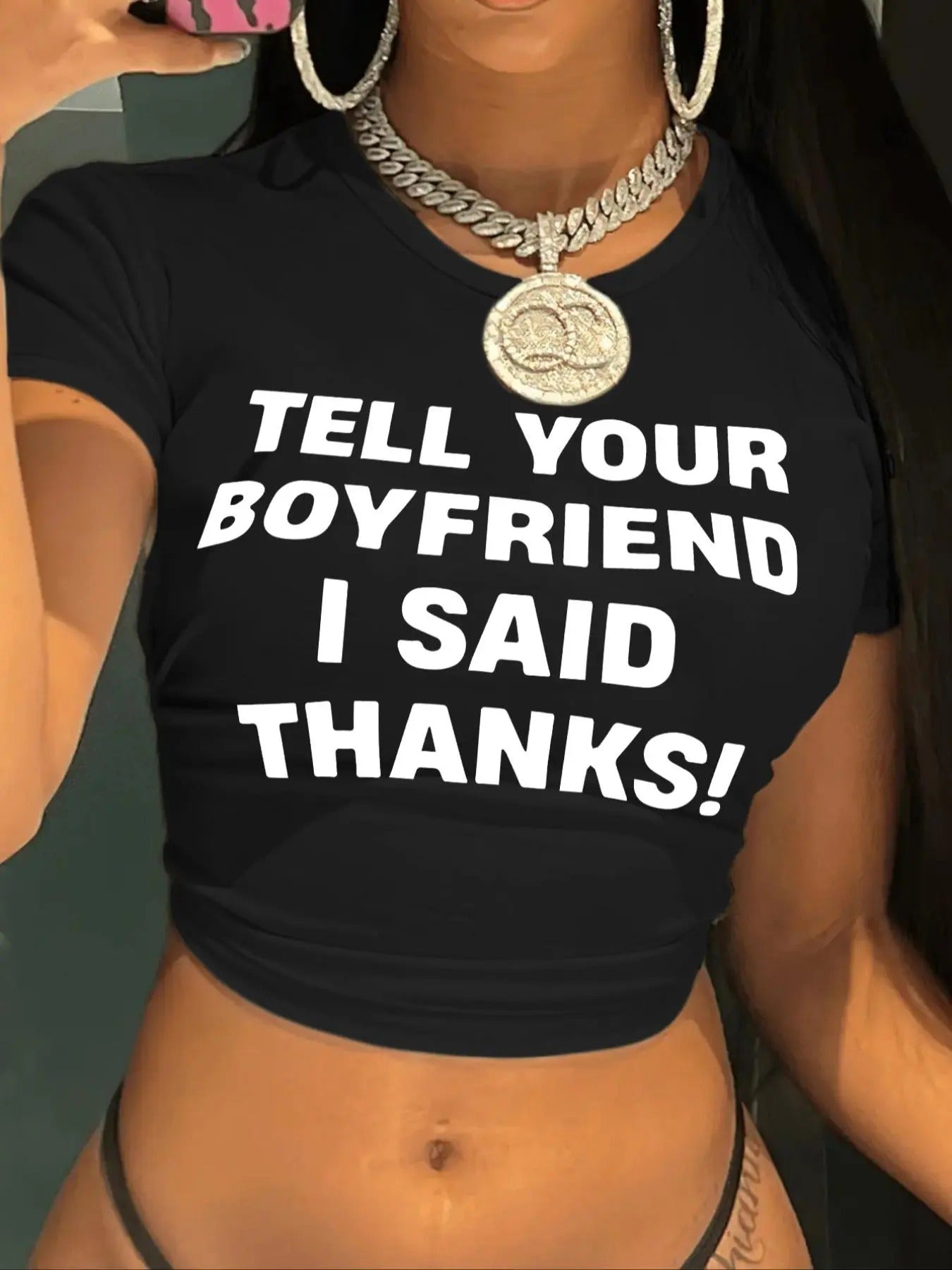 Women's Letter Print Round Neck Crop Tee, Fashion Casual Crew Neck Short Sleeve T-Shirt for Daily Holiday Vacation...