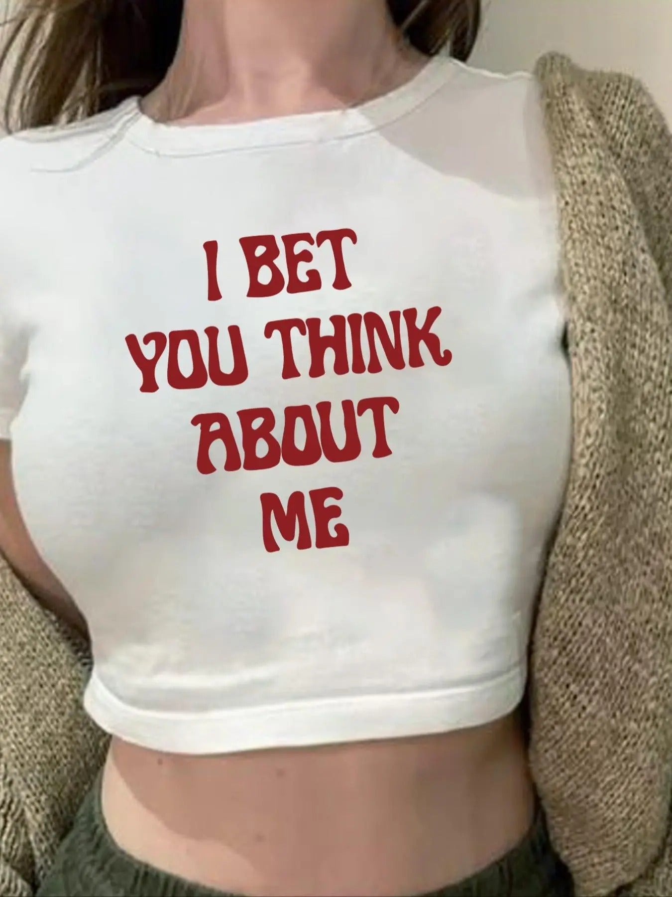 Women's Letter Print Round Neck Crop Tee, Vintage Trendy Casual Short Sleeve T-shirt for Daily Wear, Ladies Summer Outfit...