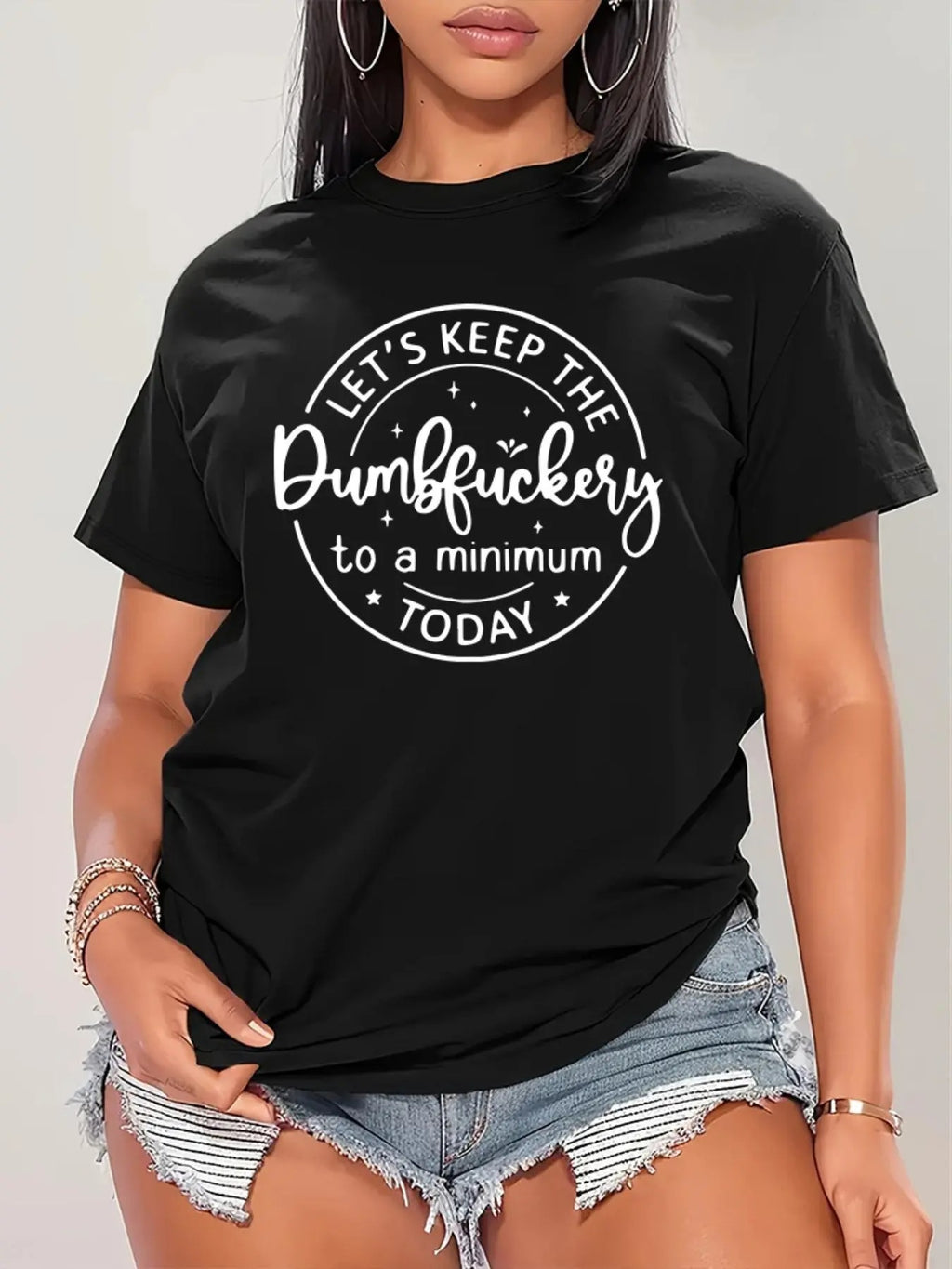 Women's Letter Print Round Neck Graphic Tee, Vintage Trendy Casual Short Sleeve T-shirt For Daily Wear, Ladies All...
