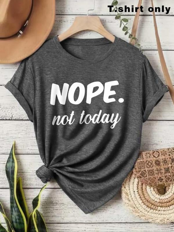 Women's Letter Print Round Neck Graphic Tee, Vintage Trendy Casual Short Sleeve T-shirt For Daily Wear, Ladies All-match...