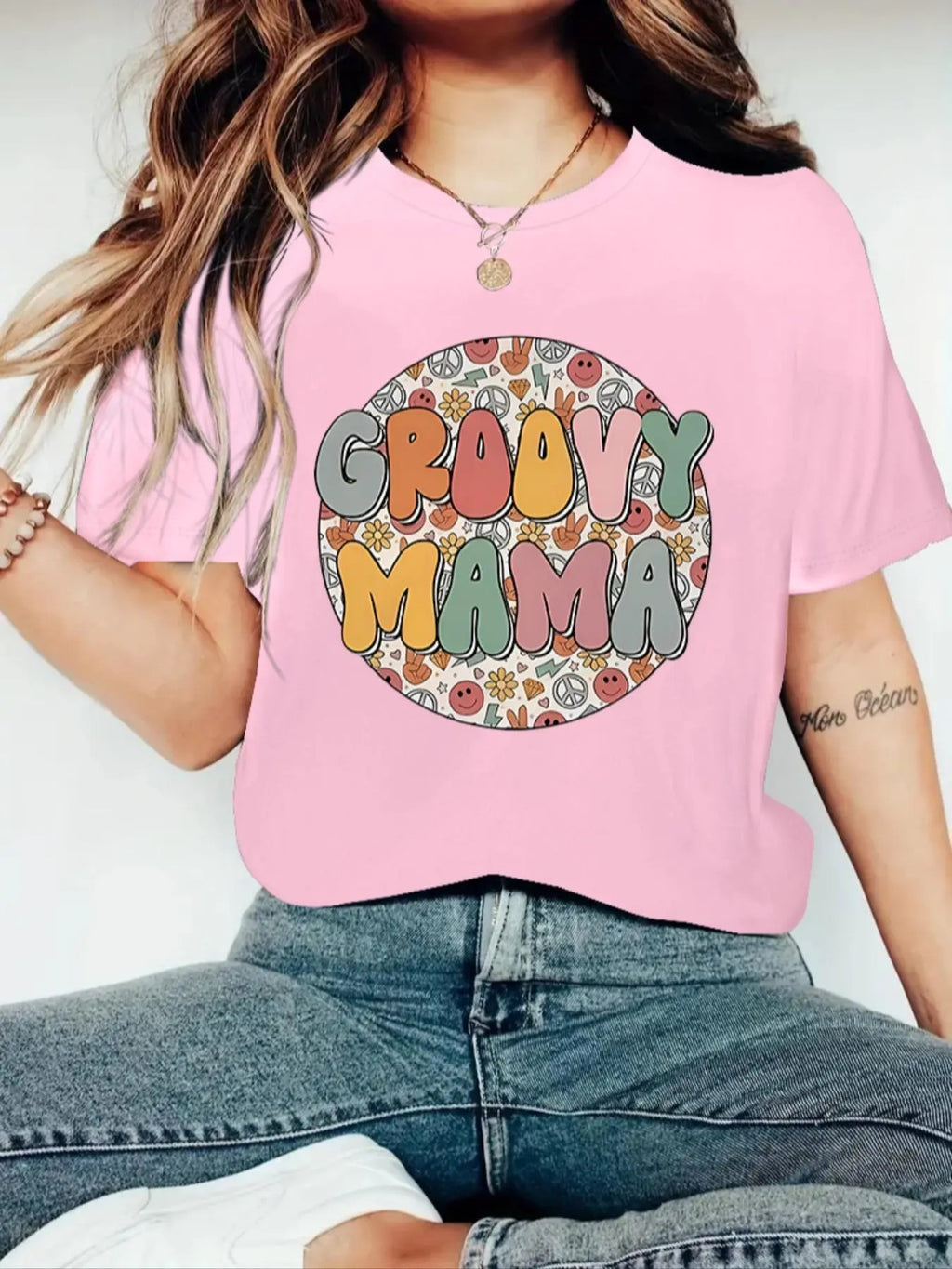 Women's Letter Print Round Neck Graphic Tee, Vintage Trendy Casual Short Sleeve T-shirt for Daily Wear, Ladies All...