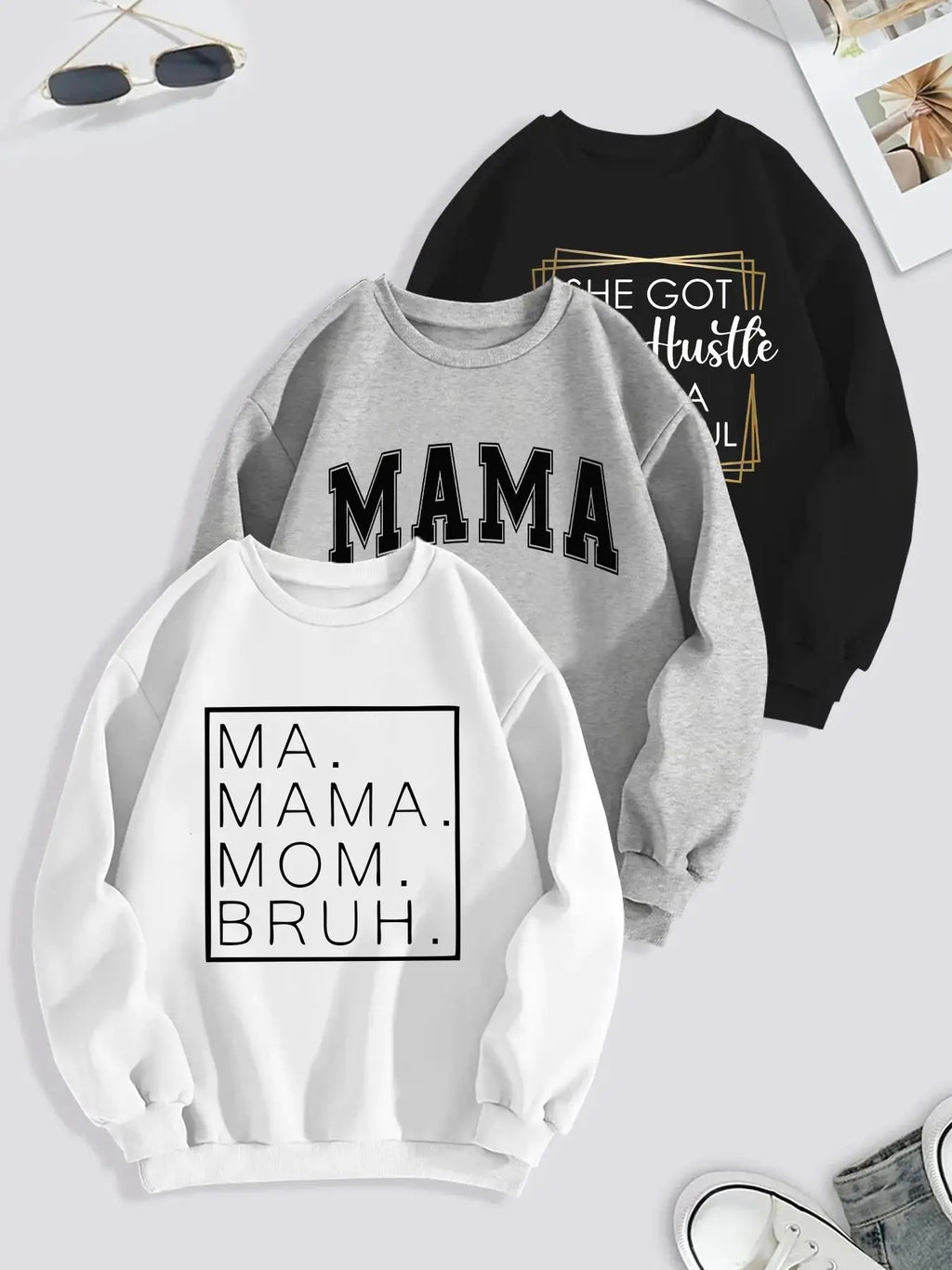 Women's Letter Print Round Neck Pullover Sweatshirt, Casual Fashion Crew Neck Long Sleeve Sweatshirt for Daily Holiday...