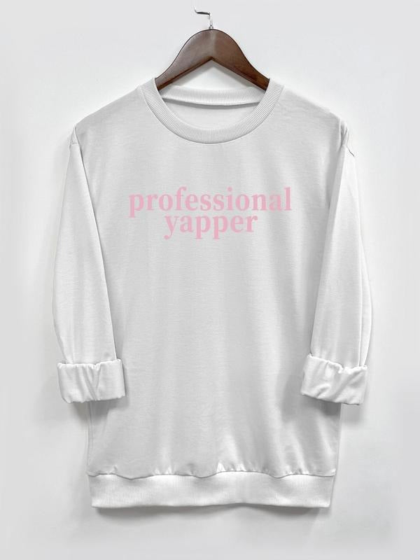 Women's Letter Print Round Neck Pullover, Casual Long Sleeve Crew Neck Sweatshirt for Fall & Winter, Women's Clothes for...
