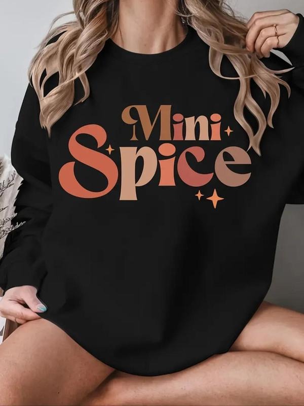 Women's Letter Print Round Neck Pullover, Casual Long Sleeve Crew Neck Sweatshirt for Fall & Winter, Women's Clothes for...