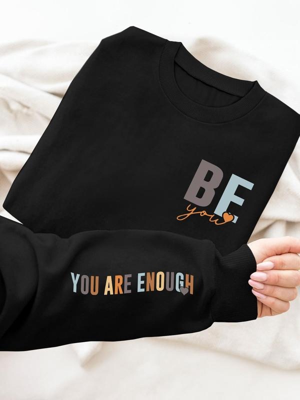 Women's Letter Print Round Neck Pullover, Fashion Casual Crew Neck Sweatshirt for Daily Holiday Outdoor Wear, Women...