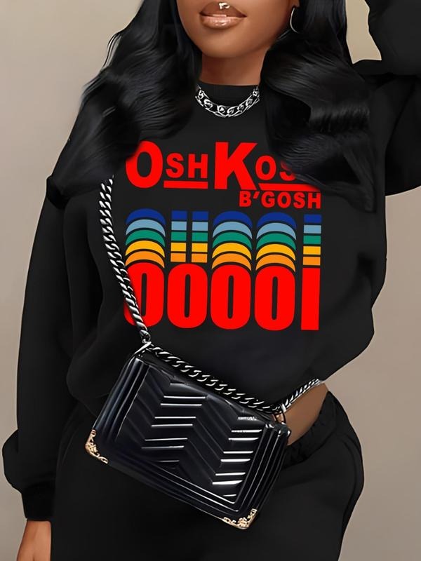 Women's Letter Print Round Neck Pullover, Fashion Casual Crew Neck Sweatshirt for Daily Holiday Outdoor Wear, Women...