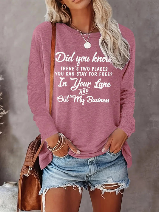 Women's Letter Print Round Neck Sweatshirt, Casual Long Sleeve Crew Neck Pullover for Fall & Winter, Women's Clothes for Daily Wearstyle{n002}3