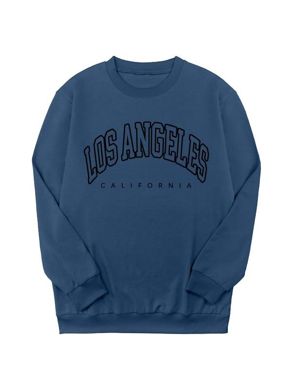 Women's Letter Print Round Neck Sweatshirt, Casual Long Sleeve Crew Neck Pullover for Spring & Fall, Fashion Women's Top...