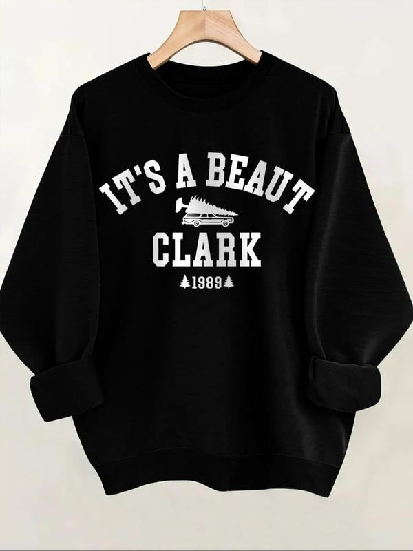Women's Letter Print Round Neck Sweatshirt, Casual Long Sleeve Crew Neck Pullover for Spring & Fall, Fashion Women's Top...