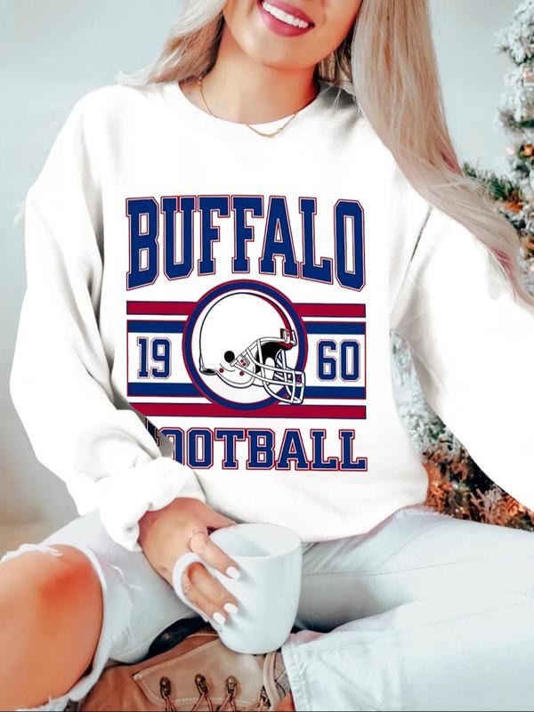 Women's Letter Print Round Neck Sweatshirt, Casual Long Sleeve Crew Neck Pullover for Spring & Fall, Fashion Women's Top...